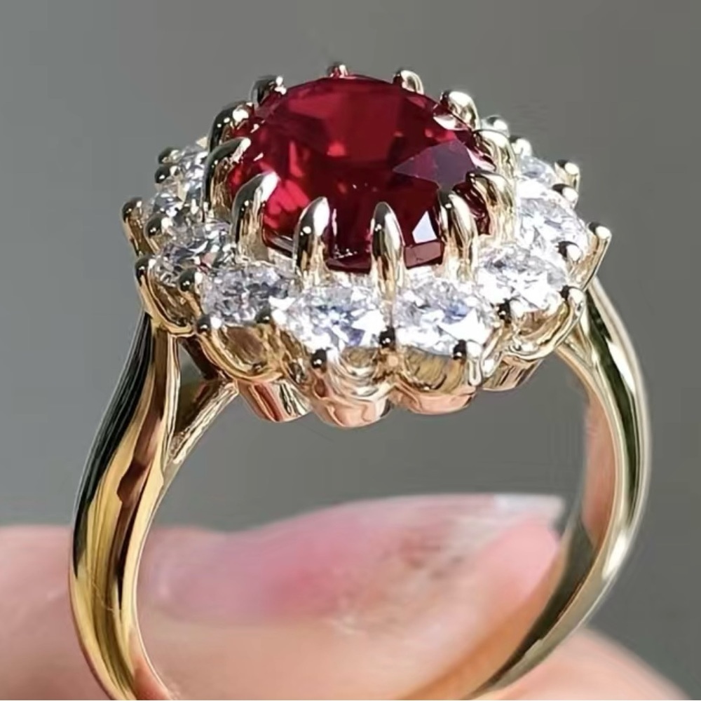 Ruby Red 18k Gold Plated Ring - image 2